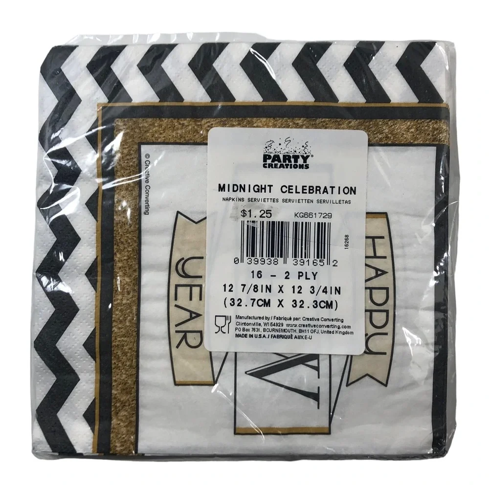 Happy New Year Dinner Napkin & Cheers Cocktail Napkin 16 Ct. (Set of 2)